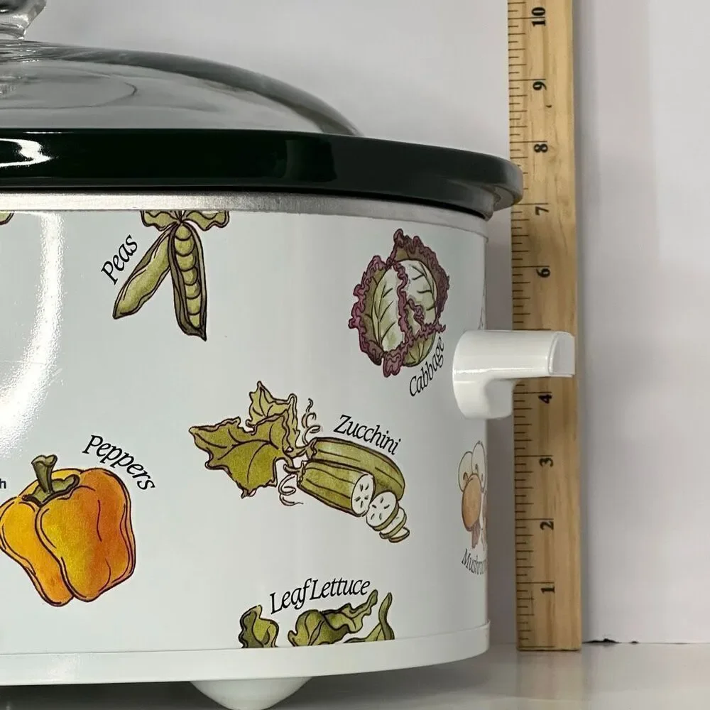 Vintage Rival Crockpot Stoneware Slow cooker Oval Vegetable Design Model 3755 5.